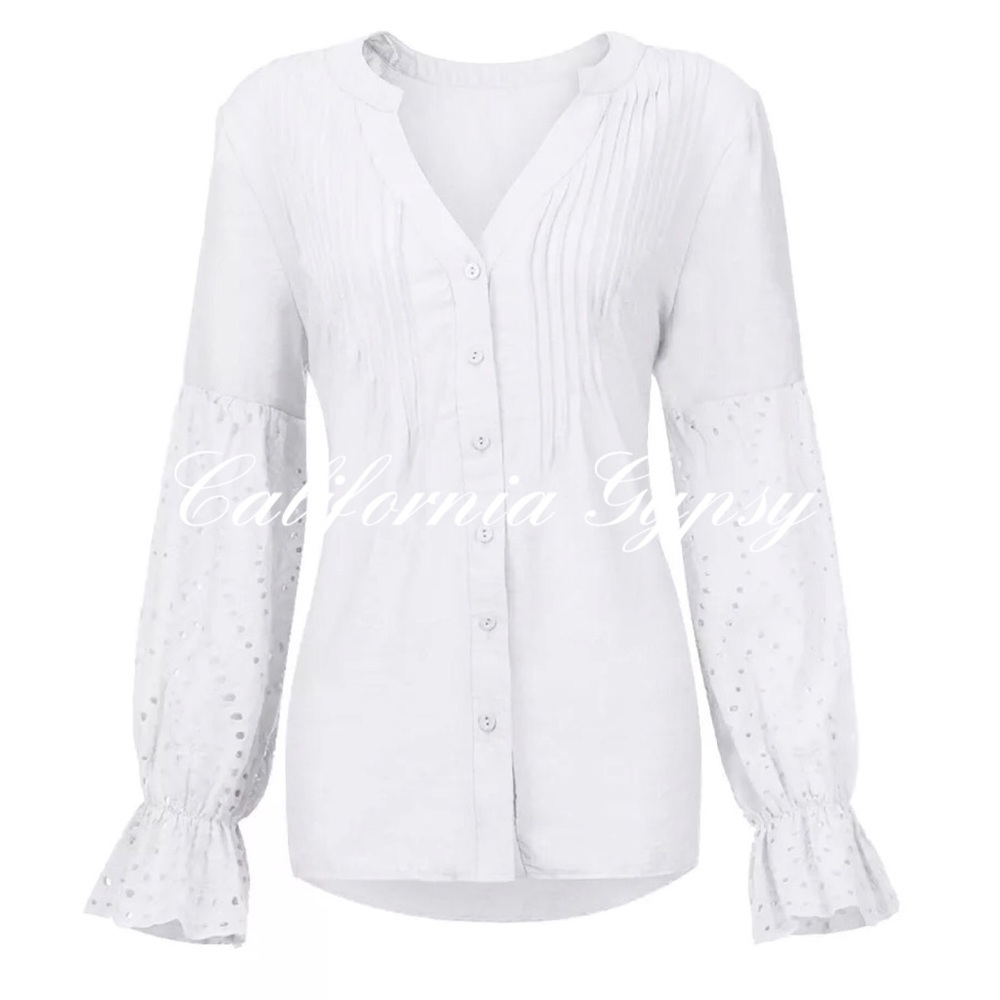 Boho Chic Eyelet Blouse - Picture 11 of 14